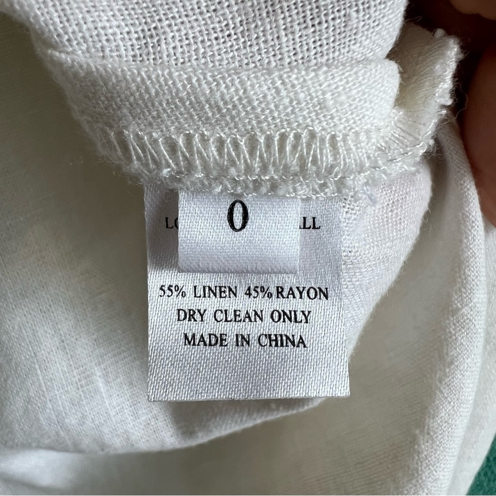 Loeffler Randall linen blend off white tank top size 0 excellent condition - Picture 8 of 8